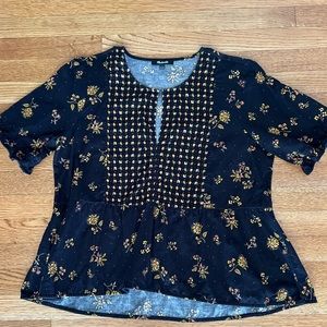 Madewell Top Corduroy Acorn Foulard Black Size L